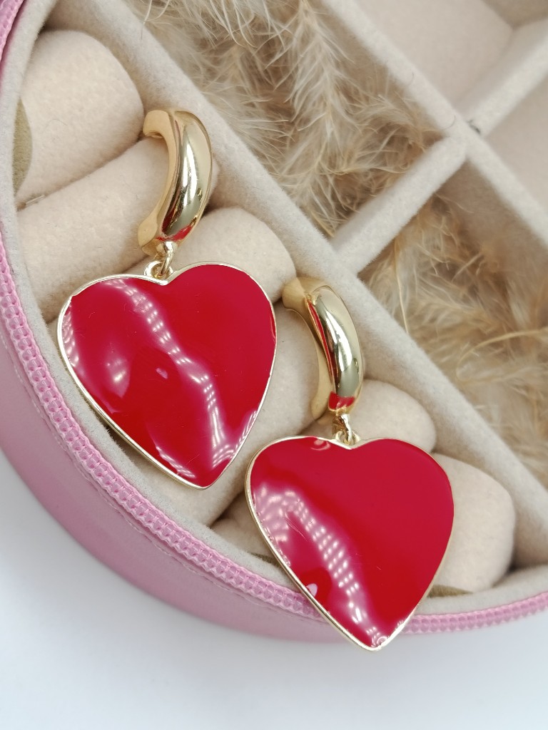 Aretes Corazón colgantes grandes