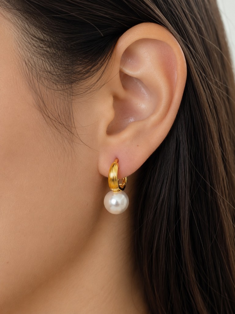 Aretes perla colgante