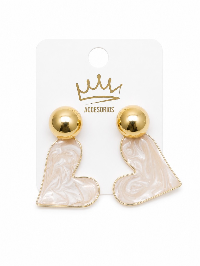 Aretes Corazón, topo dorado