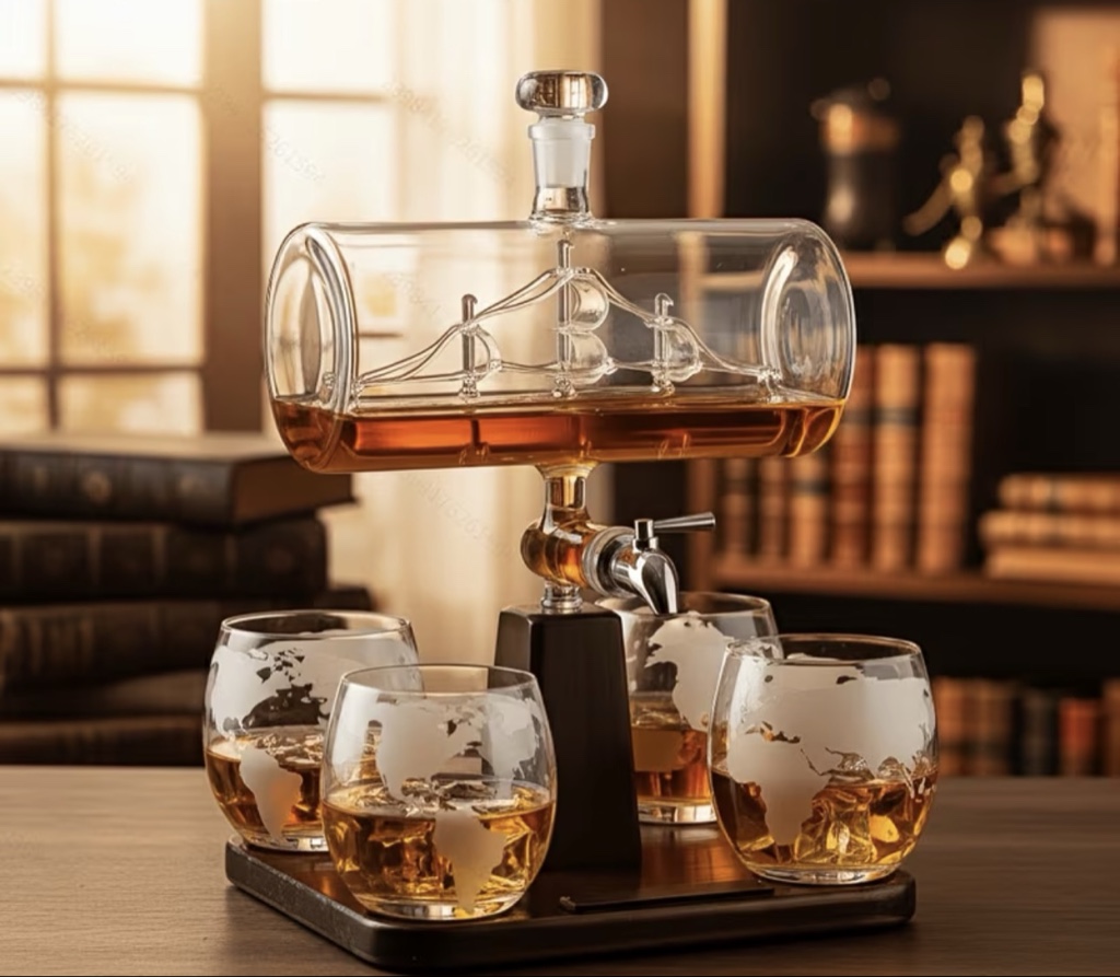 Decantador whisky de lujo (Barco de cristal)