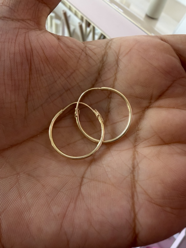 Arracadas facetada 2cm oro 10k