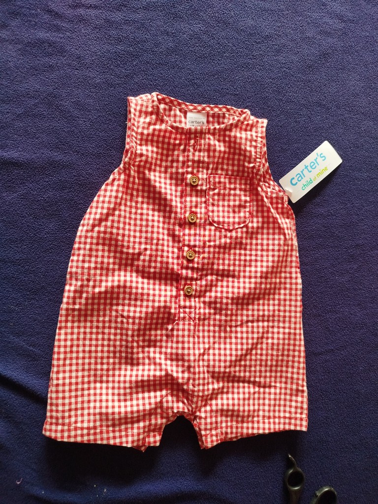 Carters enterizo rojo cuadros talla 0-3M