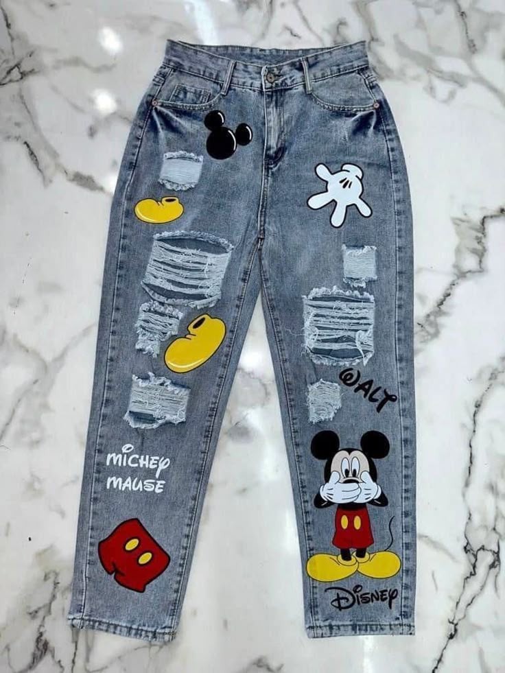Pantalón denim con estampado de Minnie Mouse
