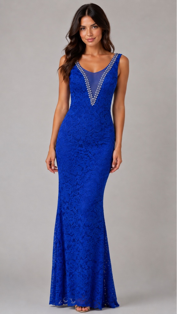 Vestido azul rey encaje