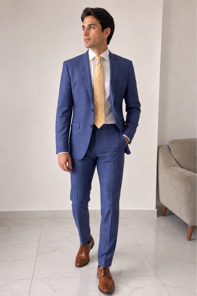 Traje azul cuadros hombre