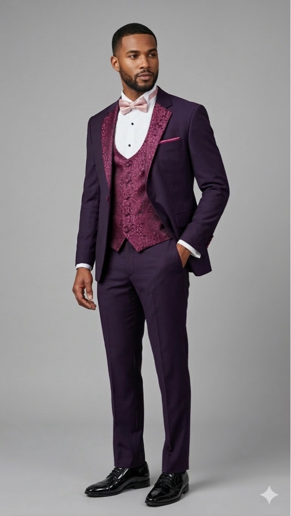Smoking morado con chaleco