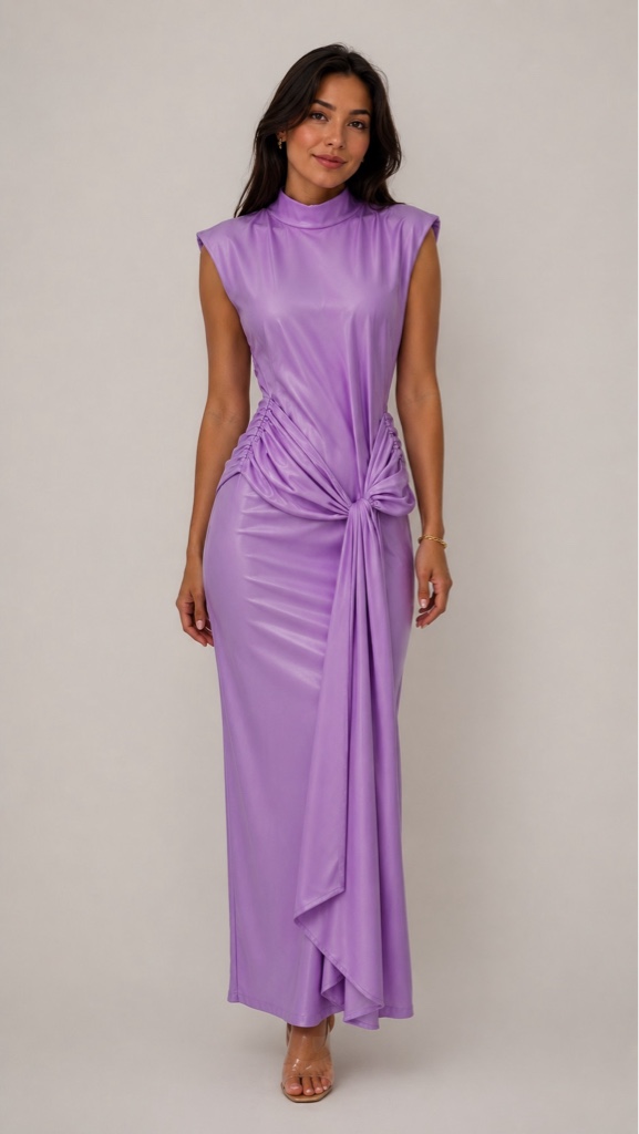 Vestido lila cuello halter