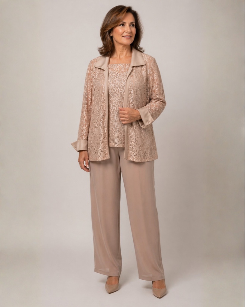 Conjunto beige elegante 3 piezas