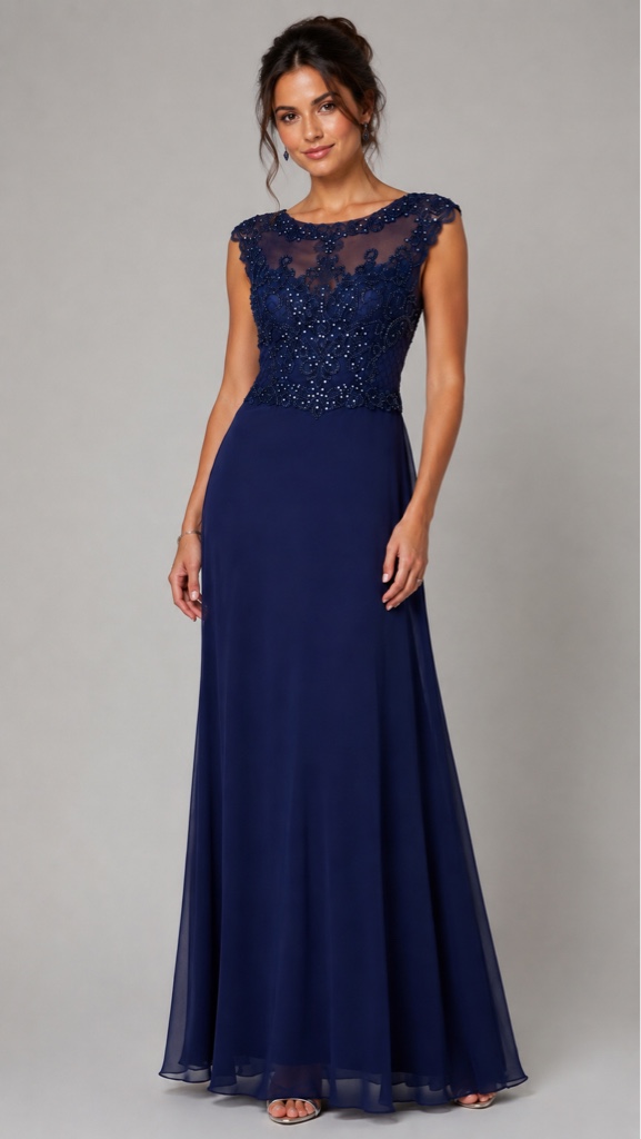 Vestido azul oscuro corte A