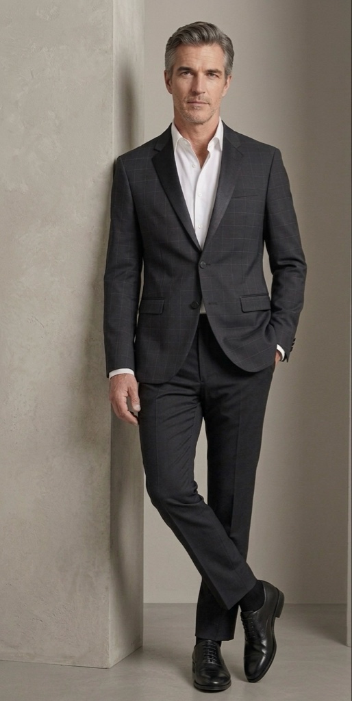 Traje negro saco a cuadros