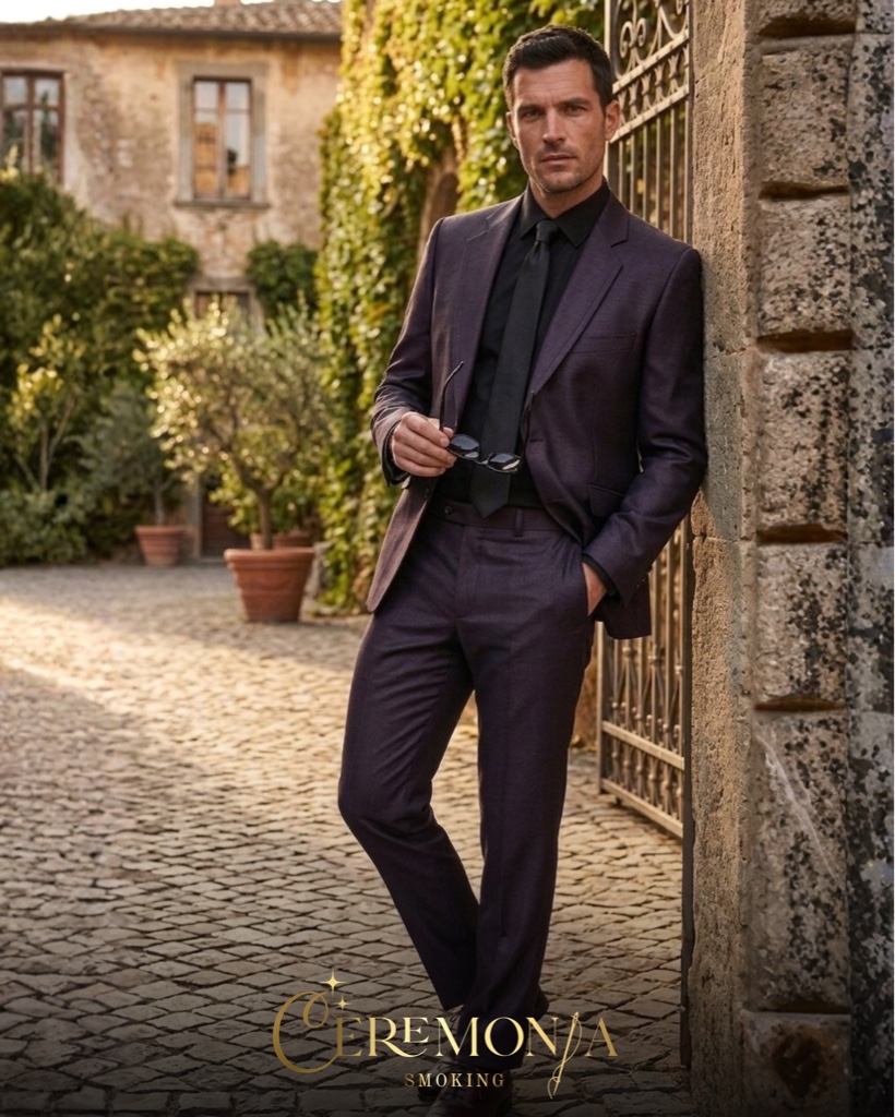 Traje morado brillante