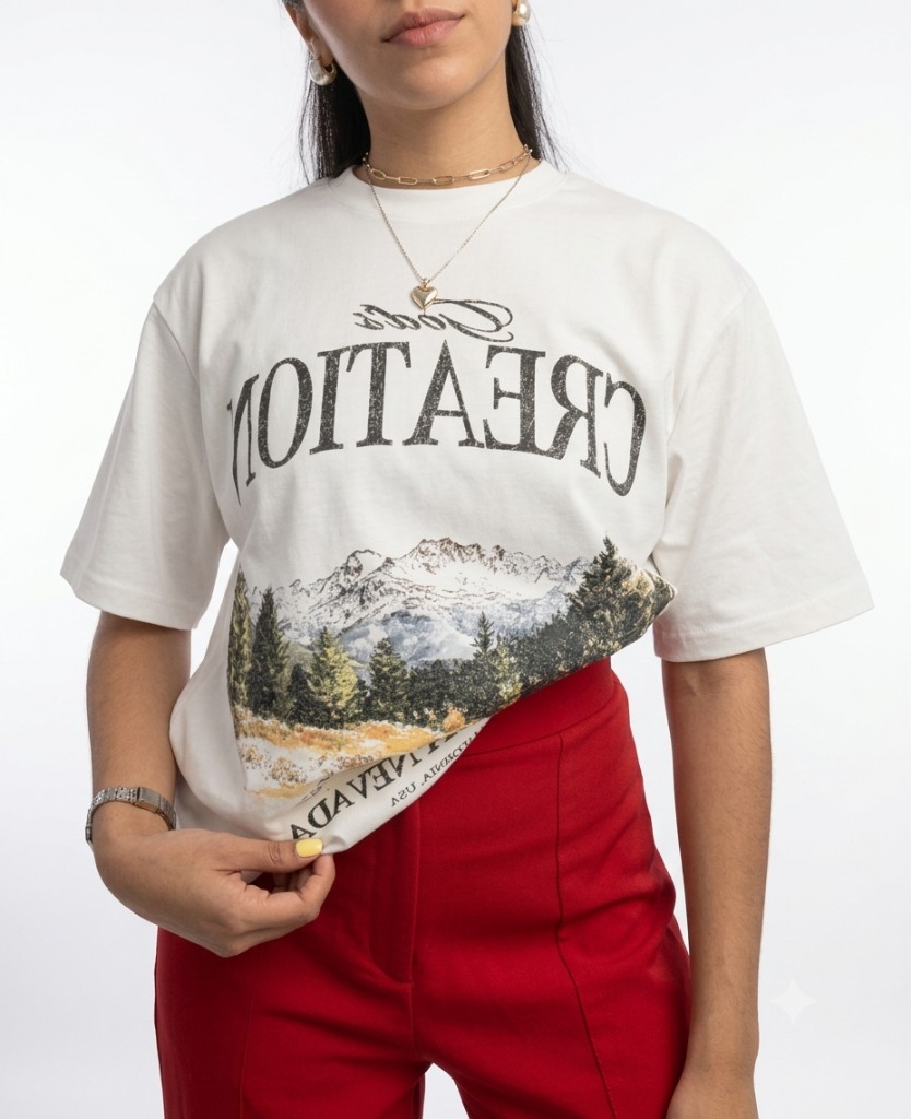 Camiseta montañas blanca