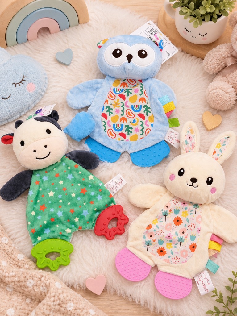 Peluches tiernos con textura y mordillos ✨