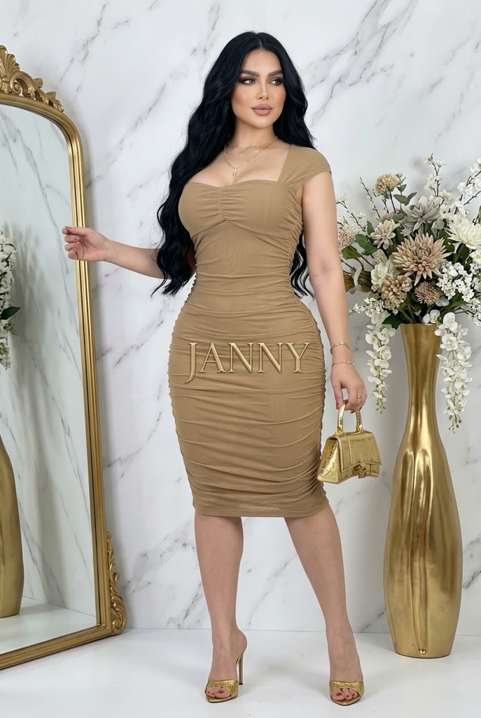 Vestido beige ajustado