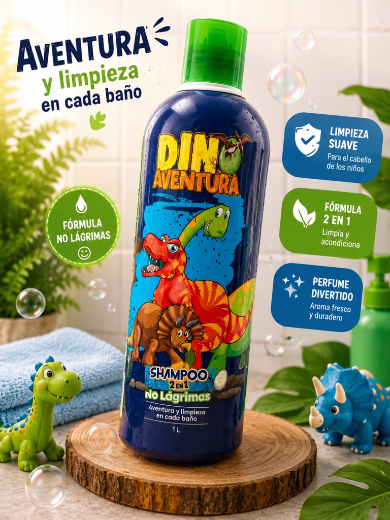 Dino Aventura shampoo 2 en 1 Liteo