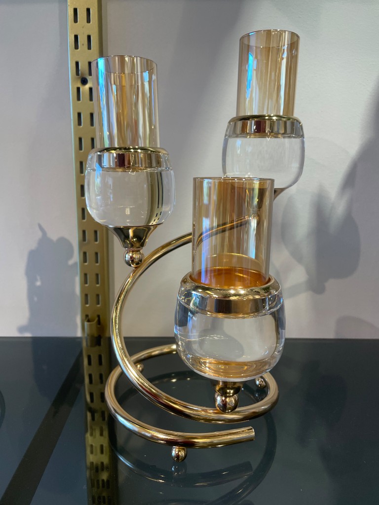 Candelabro cristalizado dorado