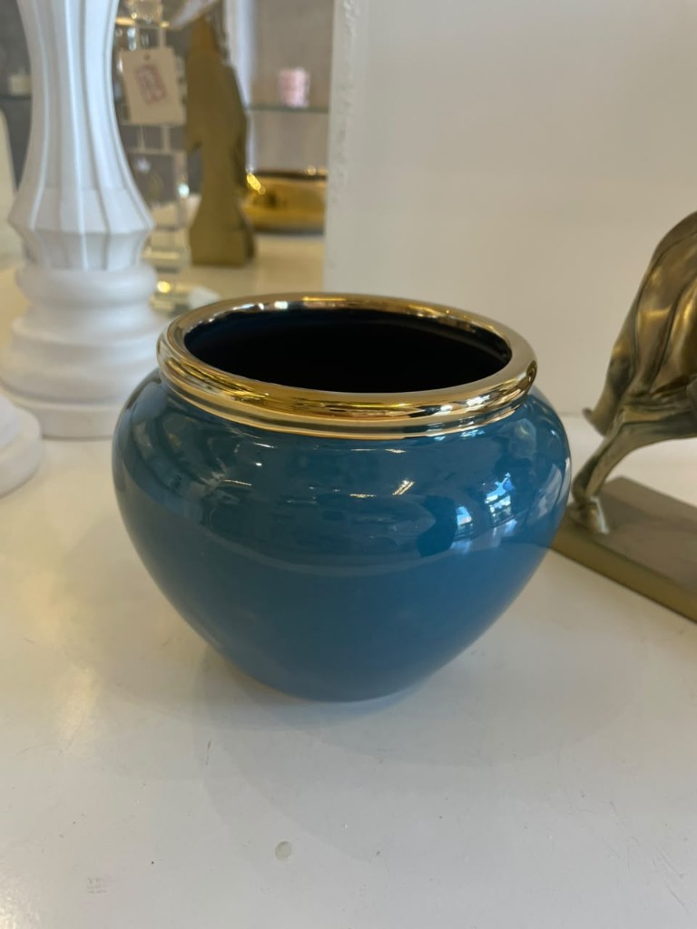 Bowl azul raya dorada