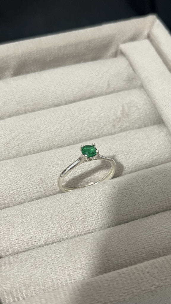 Anel Solitário Pedra Verde