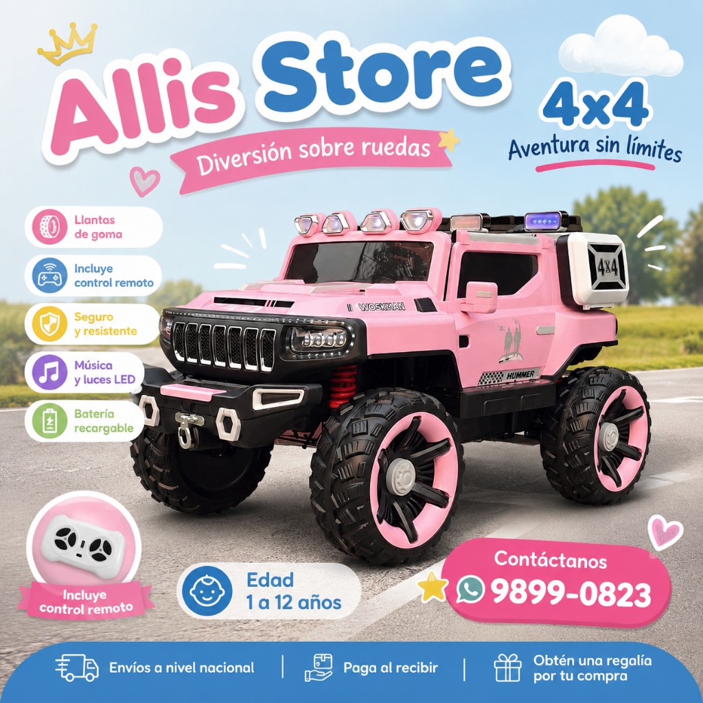 Jd-480 Jeep edad 1 a 12 años 4x4 llantas de goma asientos full cuero