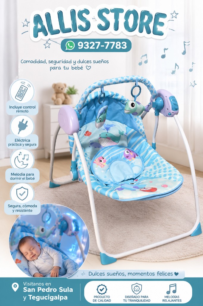Silla mesedora rosada y azul