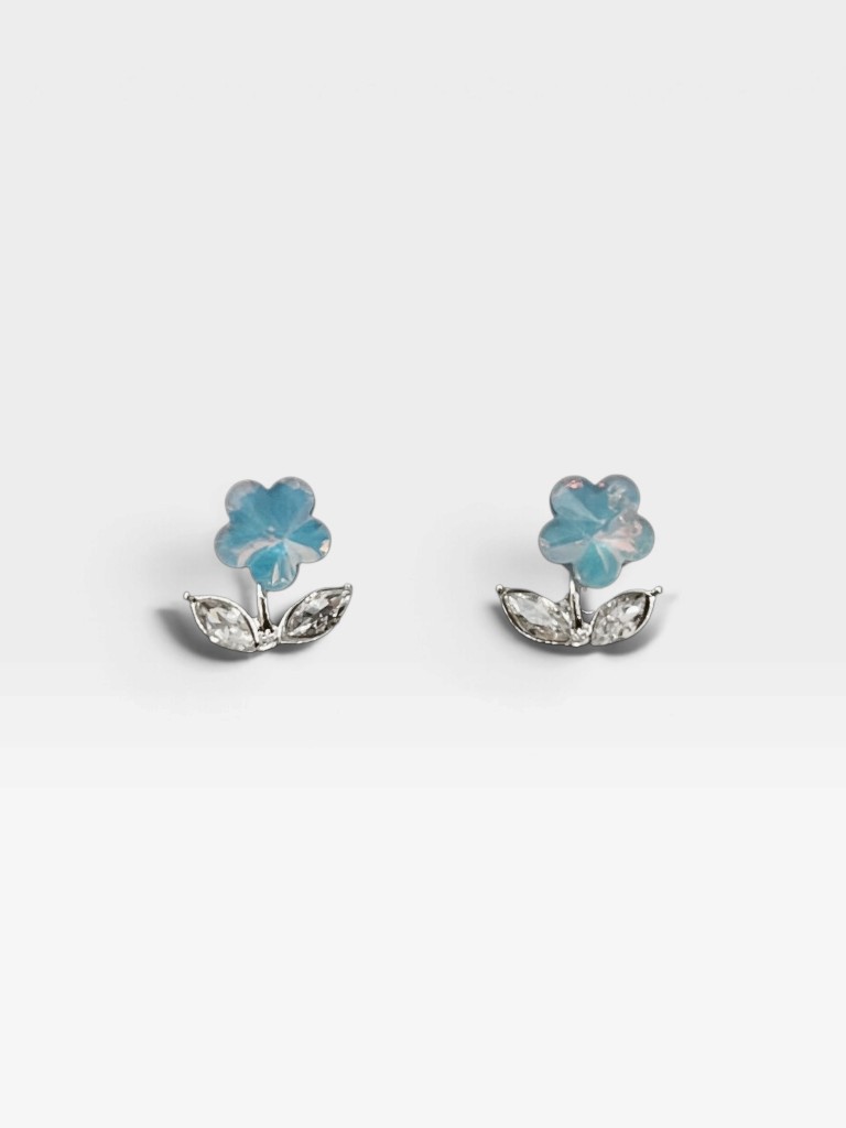 Aretes flor azul