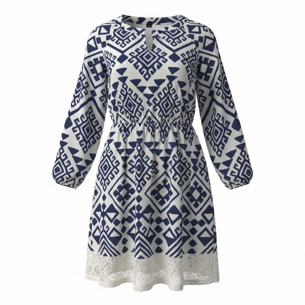 Vestido azul estampado