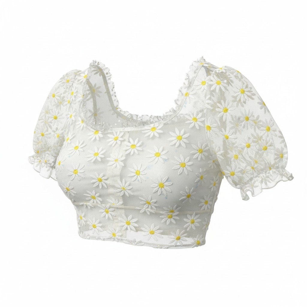 Blusa blanca flores FOREVER 21 TALLA (S)