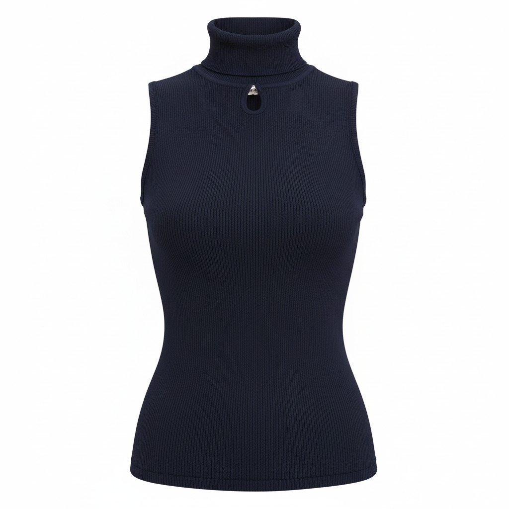 Blusa azul marino cuello alto