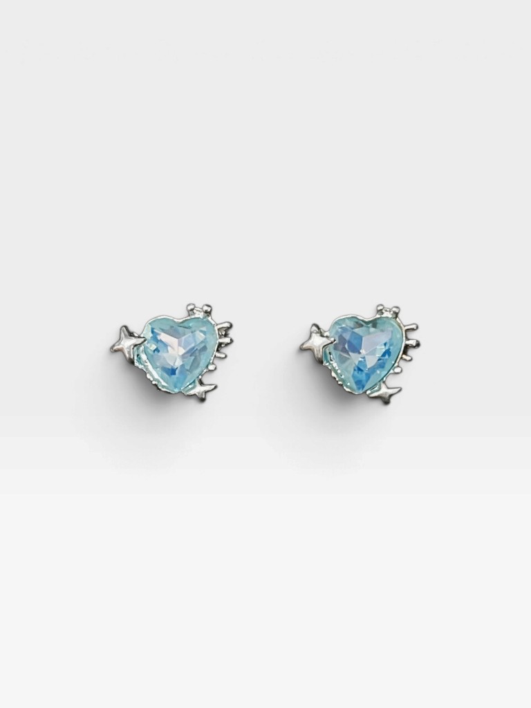 Aretes corazon azul