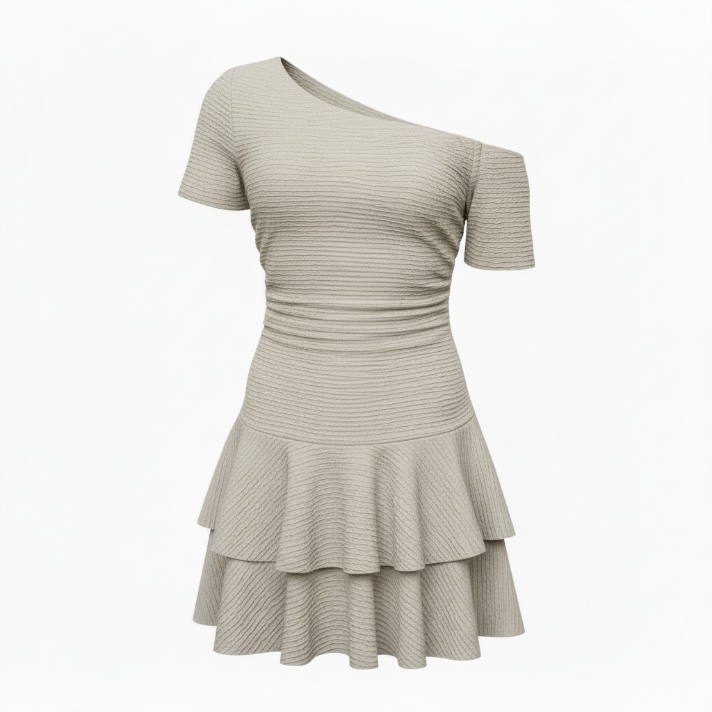 Vestido beige de manga corta