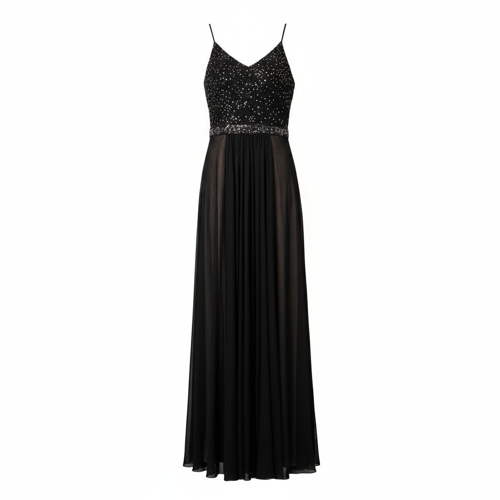 Vestido negro largo brillante