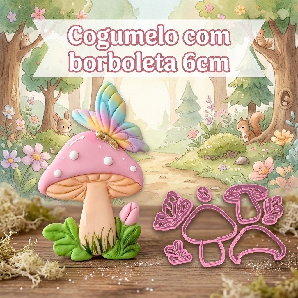 Cogumelo com borboleta 6cm