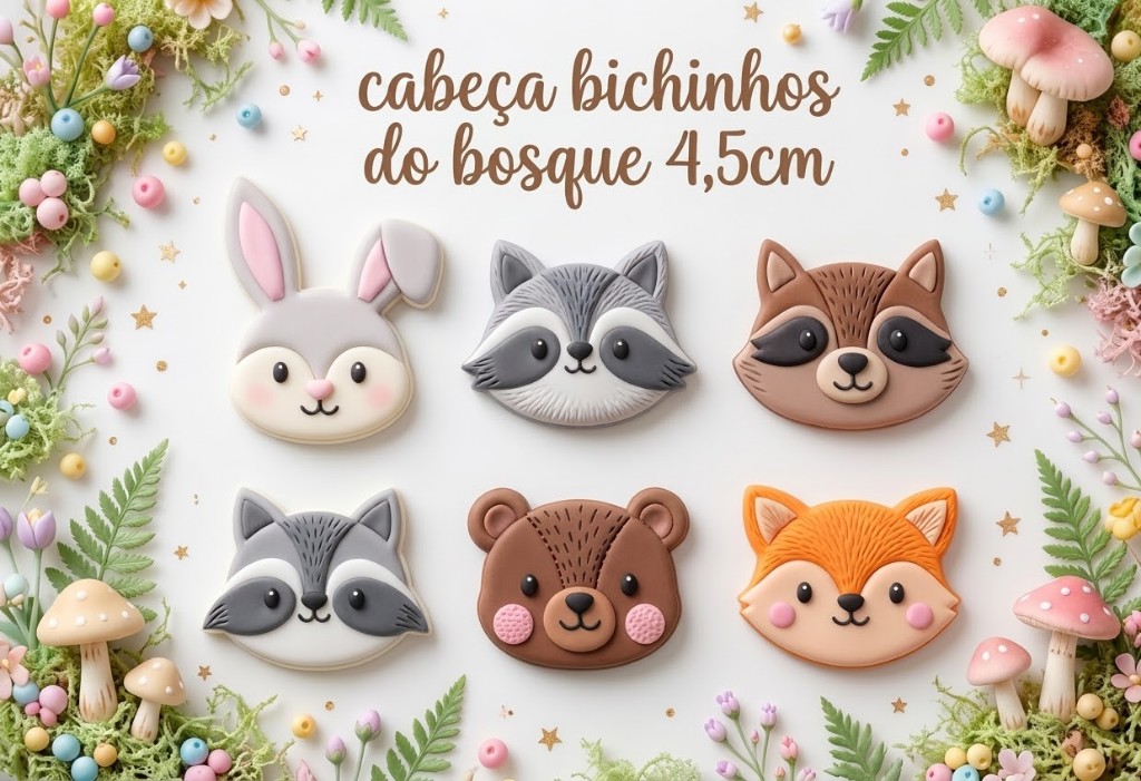 Cabeça bichinhos do bosque 4,5cm