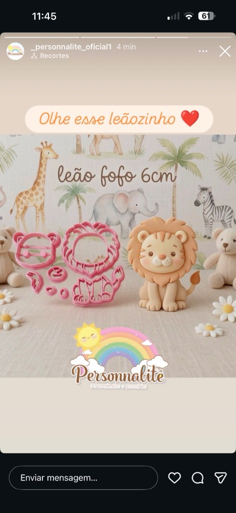 Leão fofo 6cm