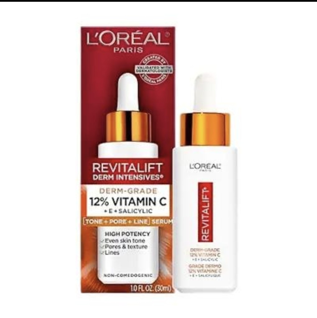 L'Oréal Paris Revitalift Derm Intensives
12% Vitamina C + Vitamina E + Ácido Salicílico · 30 ml