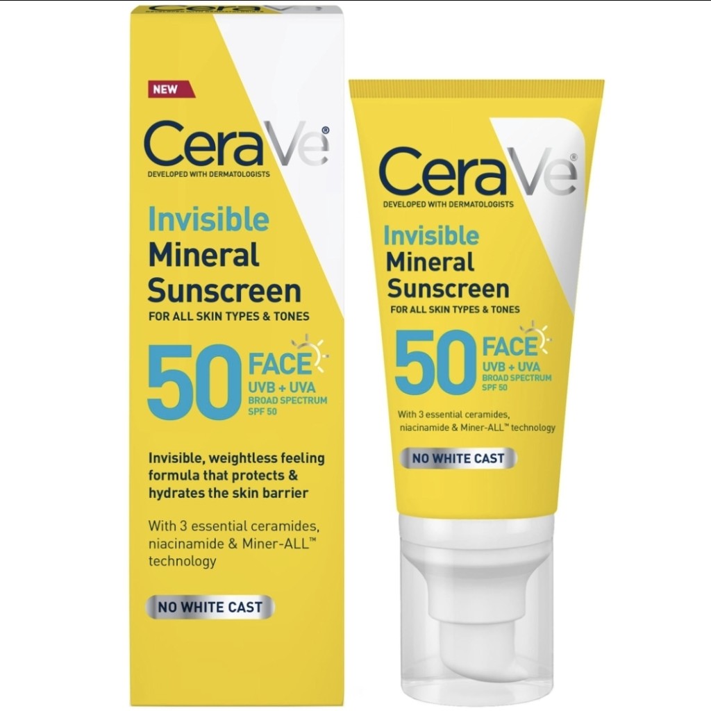 CeraVe Invisible Mineral Sunscreen Face SPF 50
48 ml / 1.62 fl oz