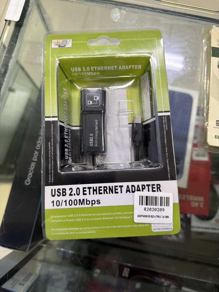 USB 2.0 Ethernet Adapter tipo C 10/100Mbps