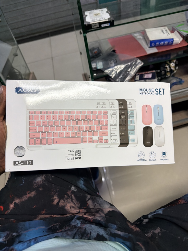 AQS AS-110 kit teclado y mouse rosa