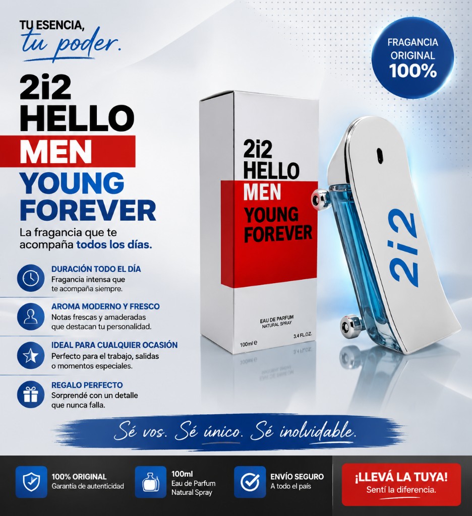 212 hello men young forever patineta 100ml hombre