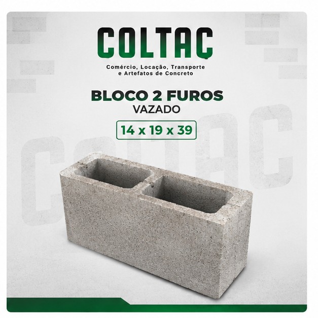 Blocos 2 furos semi estrutural