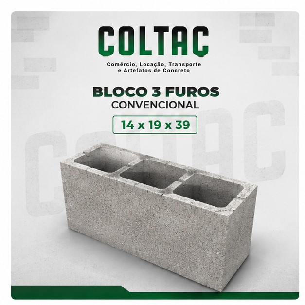 Blocos 3 furos vedação