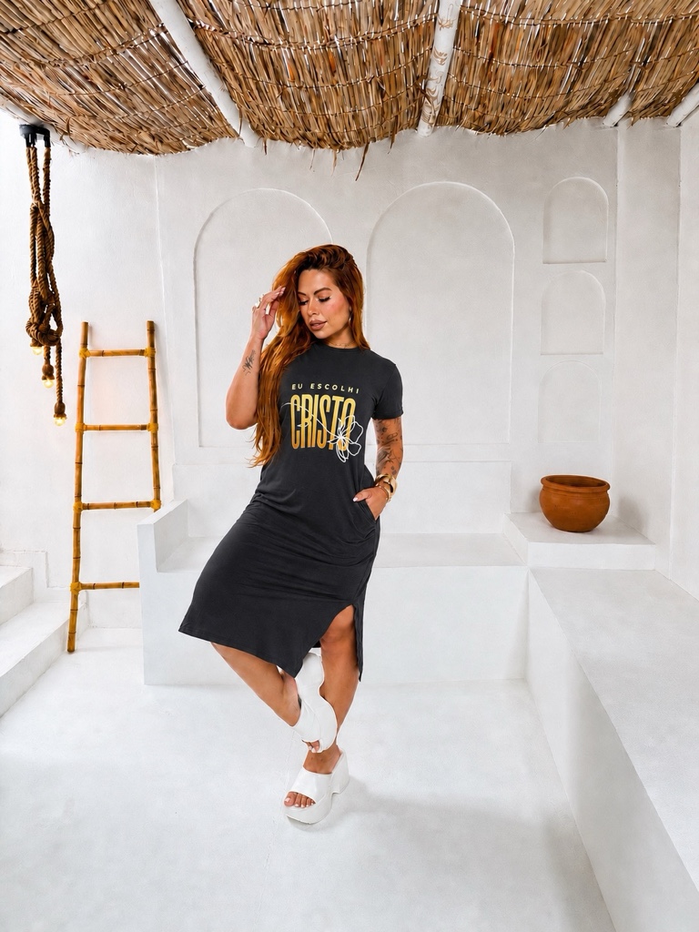 Vestido plus size escolhi Cristo