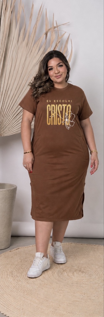 Vestido eu escolhi Cristo plus size