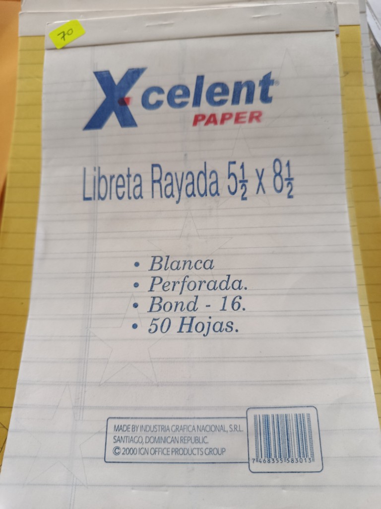 Libreta rayada pequeña