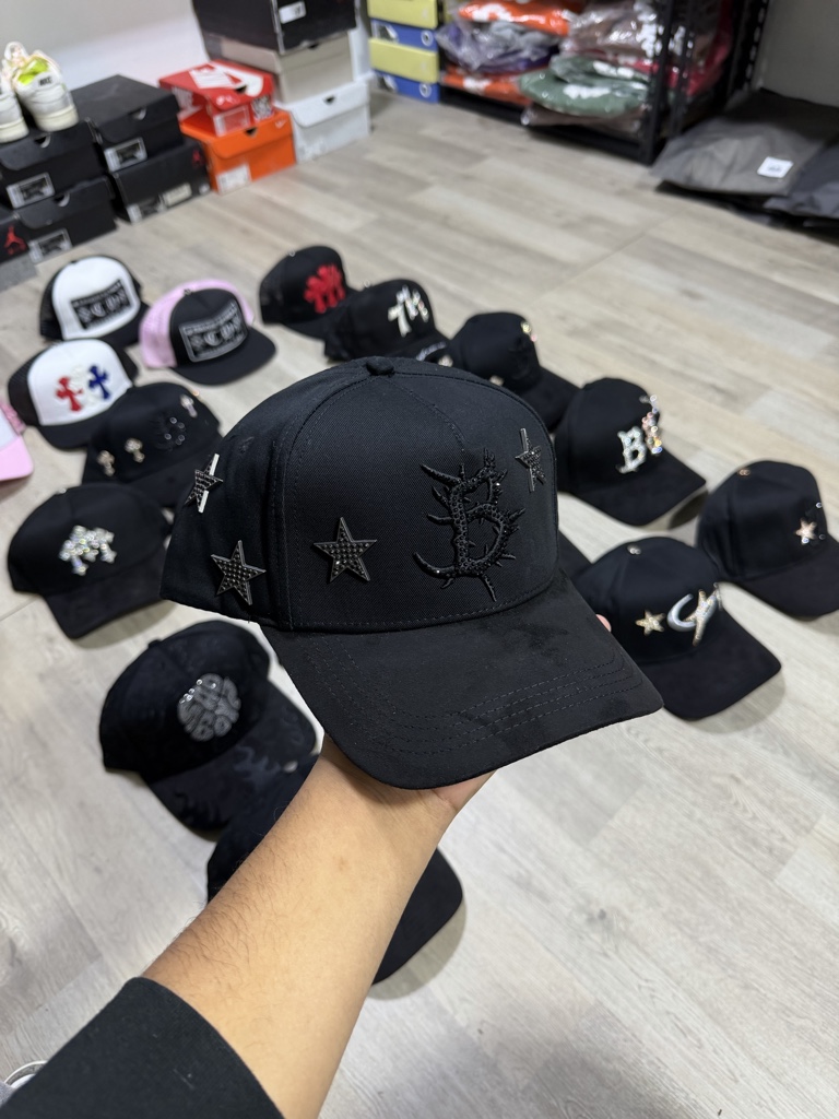 Barbas hats black on black B