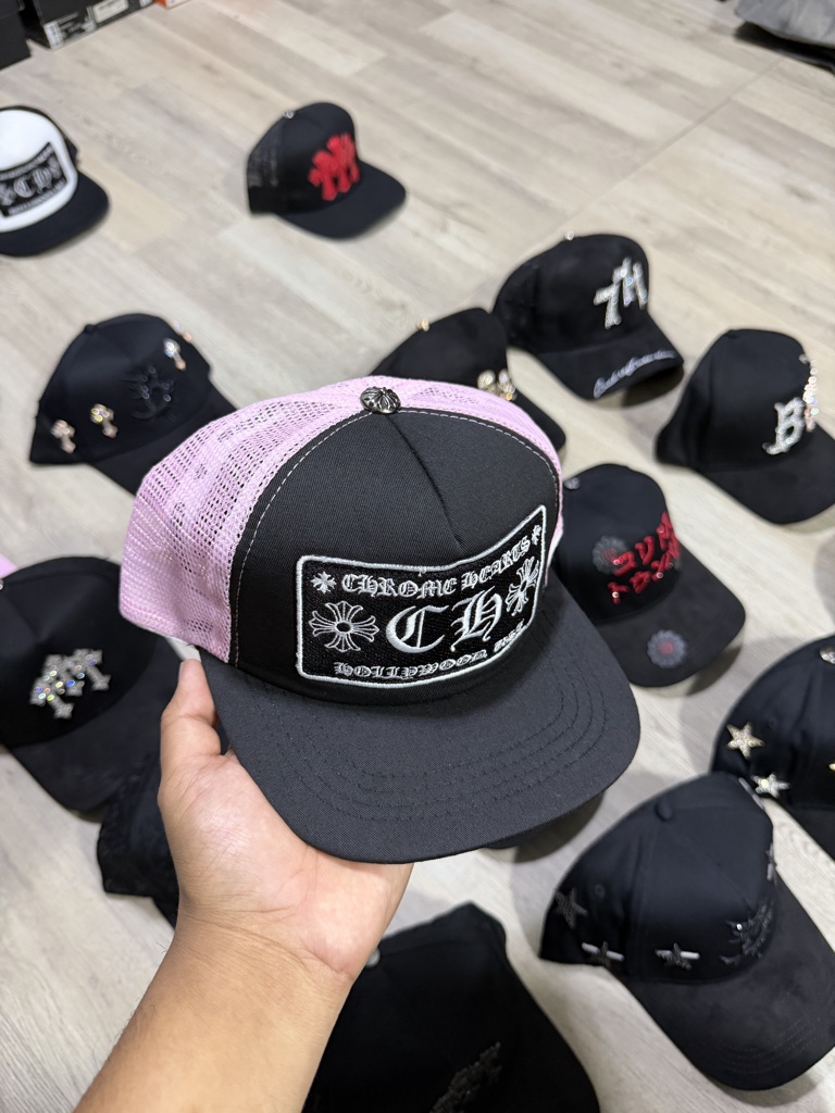 Pink and Black chrome heart trucker