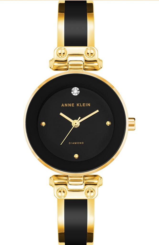 G#. Anne Klein - Reloj de brazalete con esfera de diamante auténtico para mujer