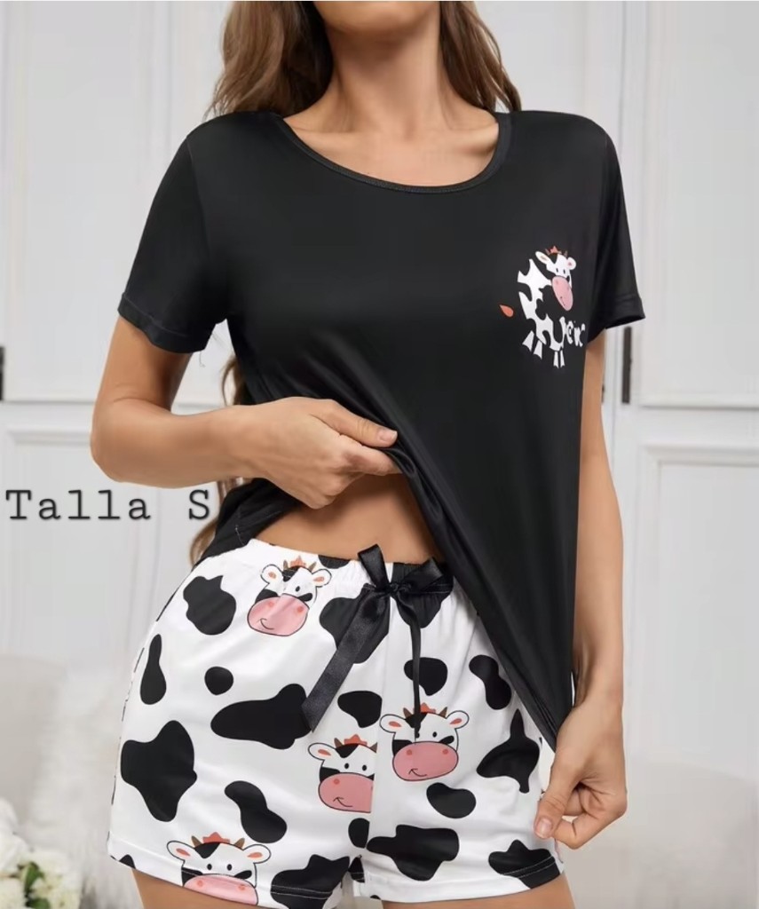 Pijama blanco con negro Talla S