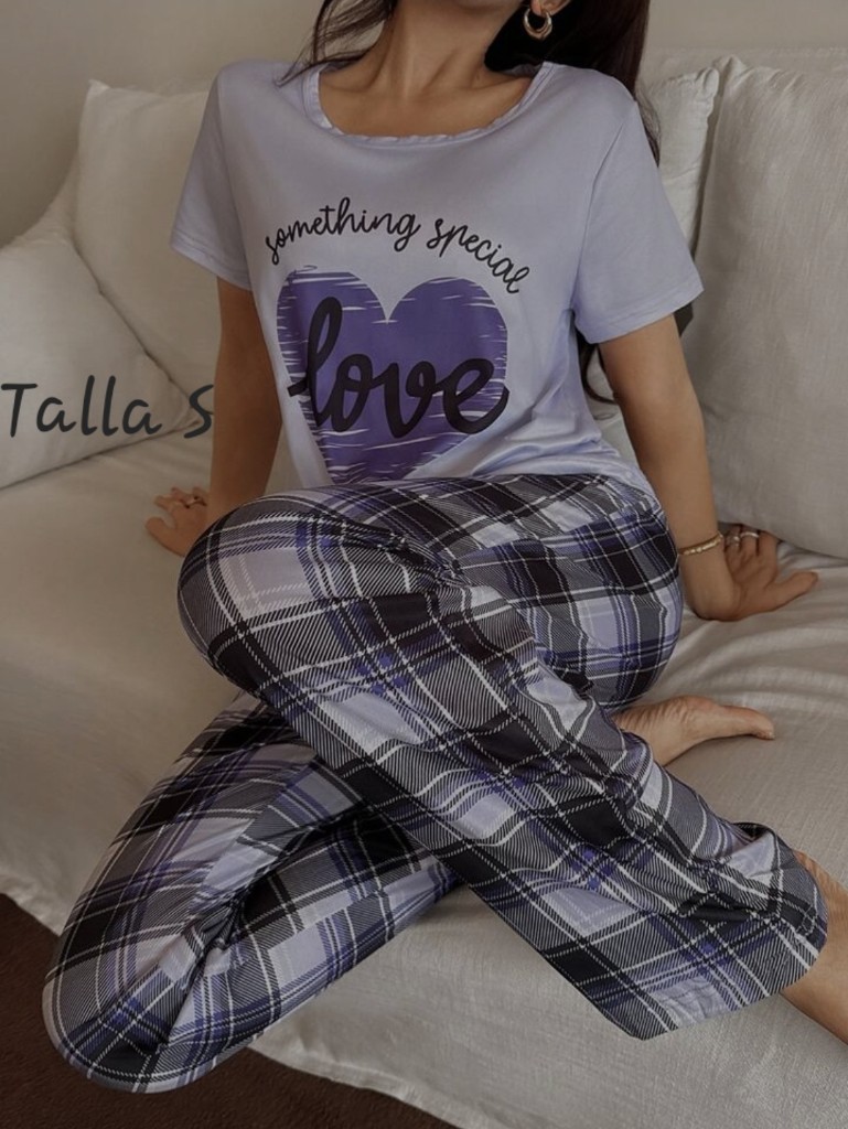 Pijama Love color Morado, talla S