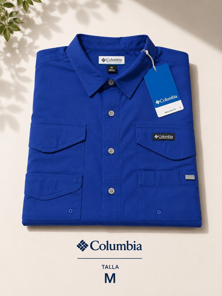 Camisa columbia color azul, talla M